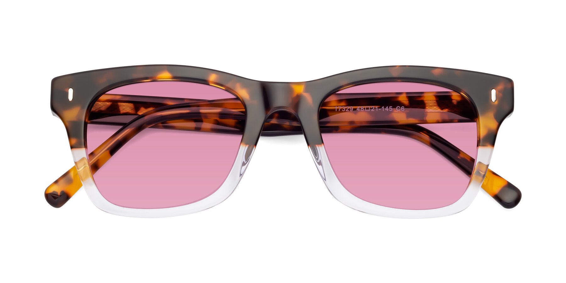 Folded Front of Ben in Tortoise-Clear with Medium Wine Tinted Lenses