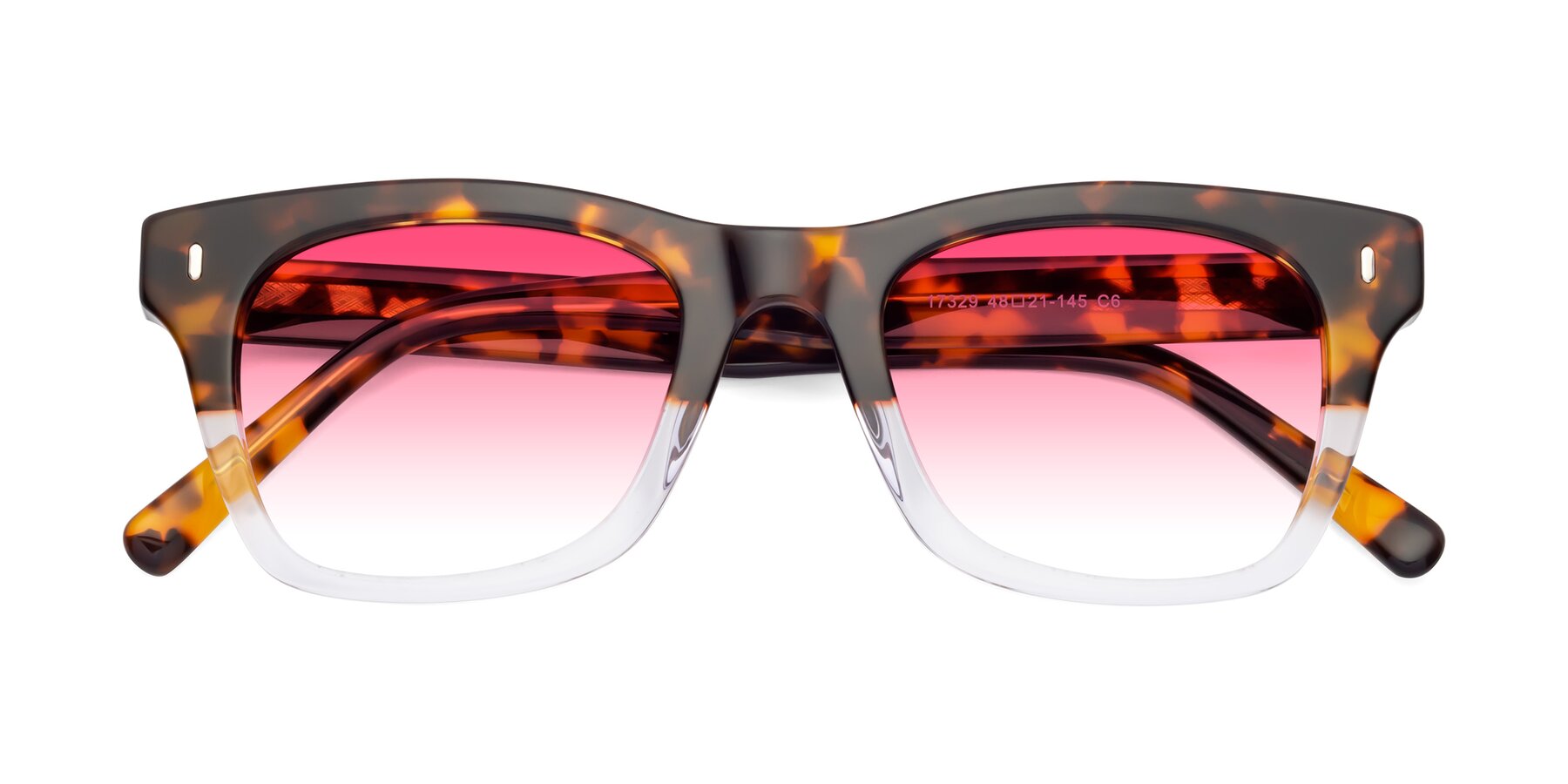 Folded Front of Ben in Tortoise-Clear with Pink Gradient Lenses