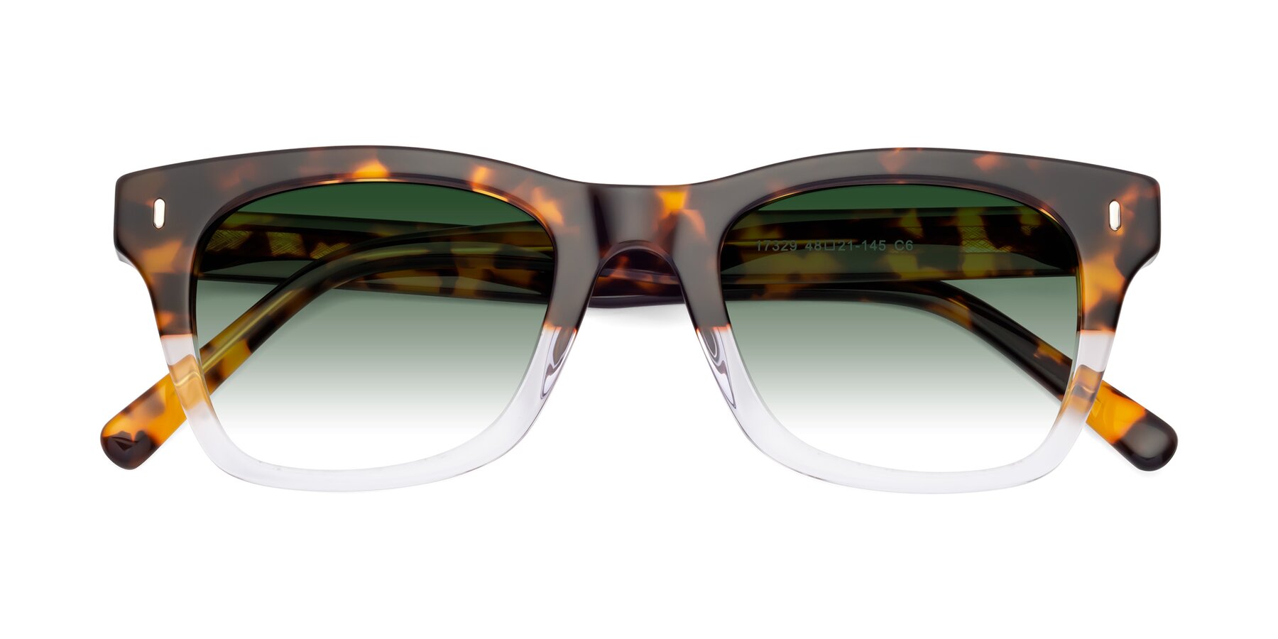 Folded Front of Ben in Tortoise-Clear with Green Gradient Lenses