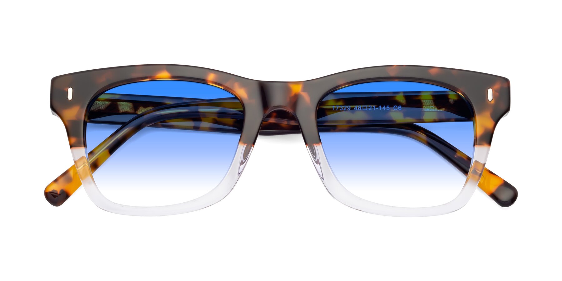 Folded Front of 17329 in Tortoise-Clear with Blue Gradient Lenses