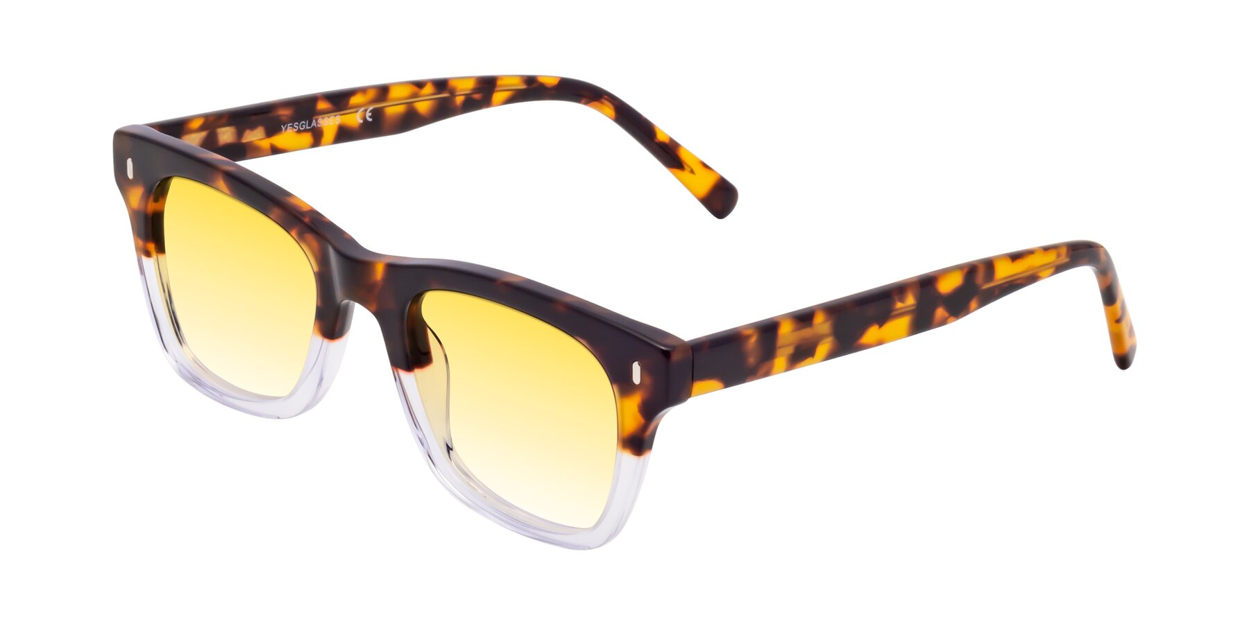 Angle of Ben in Tortoise-Clear with Yellow Gradient Lenses