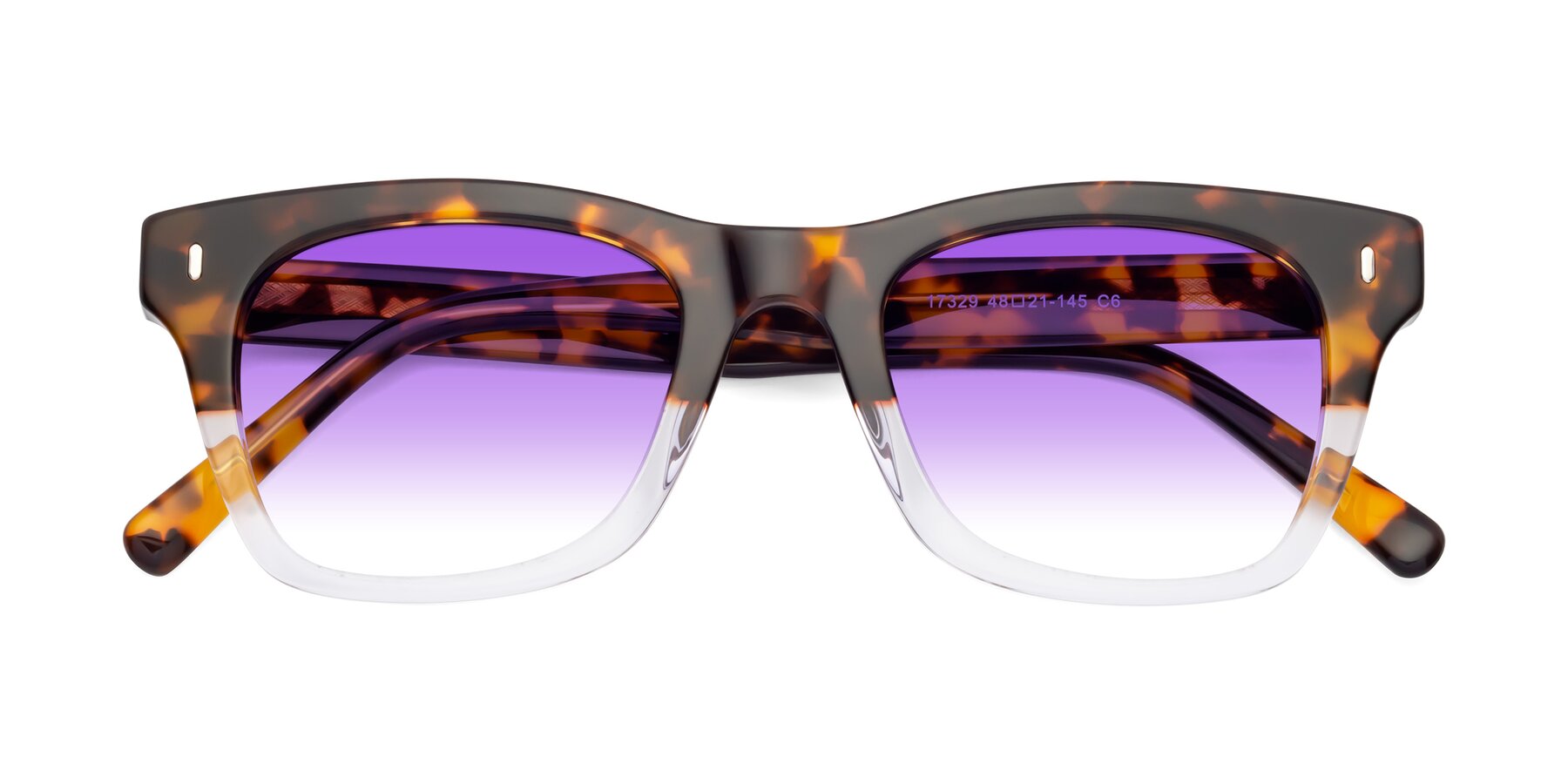 Folded Front of Ben in Tortoise-Clear with Purple Gradient Lenses