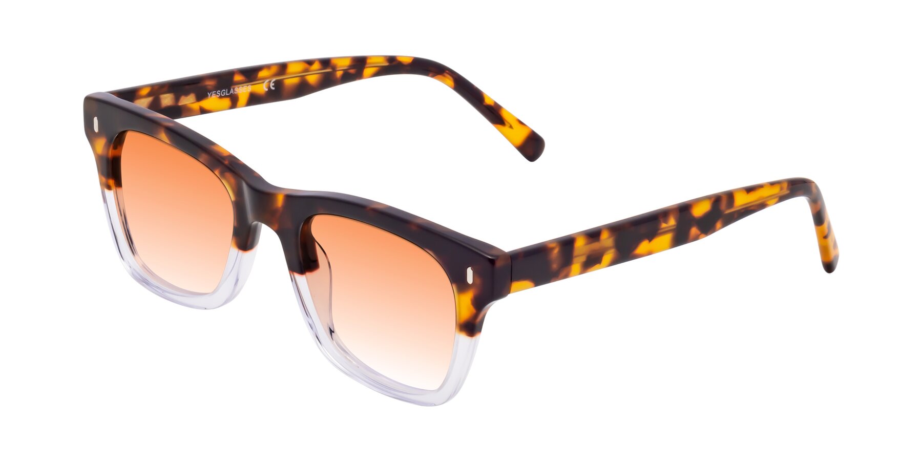 Angle of Ben in Tortoise-Clear with Orange Gradient Lenses