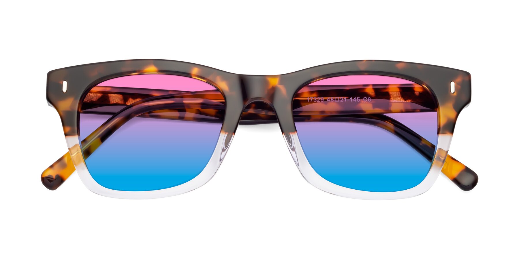 Folded Front of 17329 in Tortoise-Clear with Pink / Blue Gradient Lenses