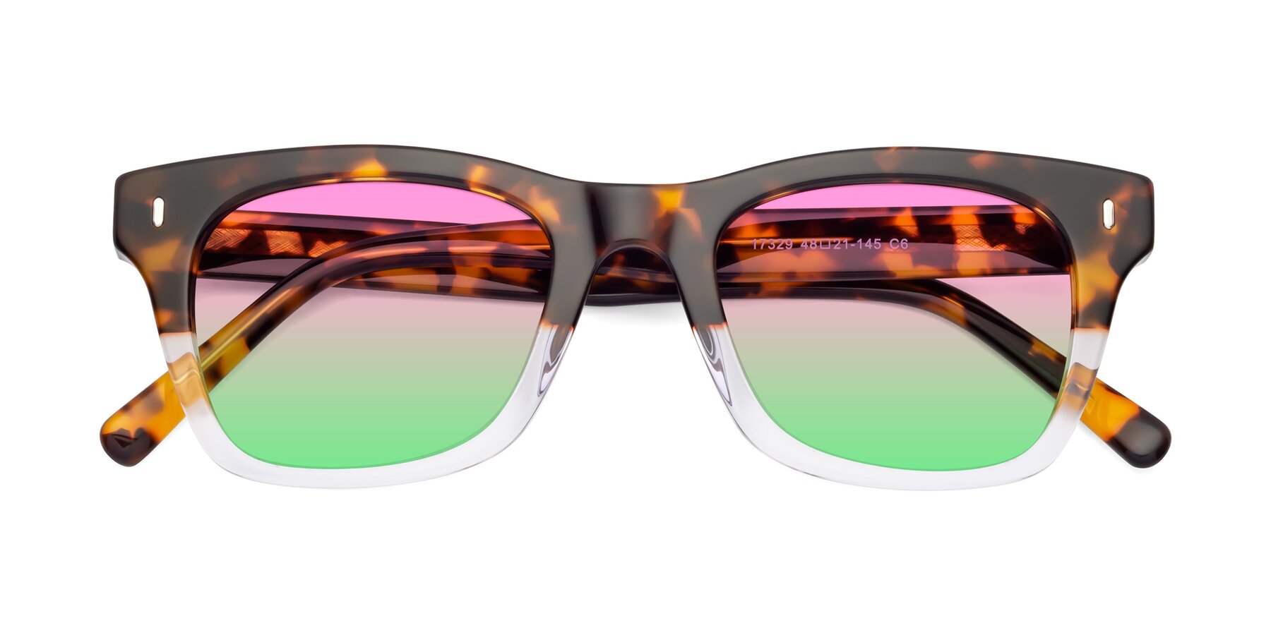 Folded Front of Ben in Tortoise-Clear with Pink / Green Gradient Lenses