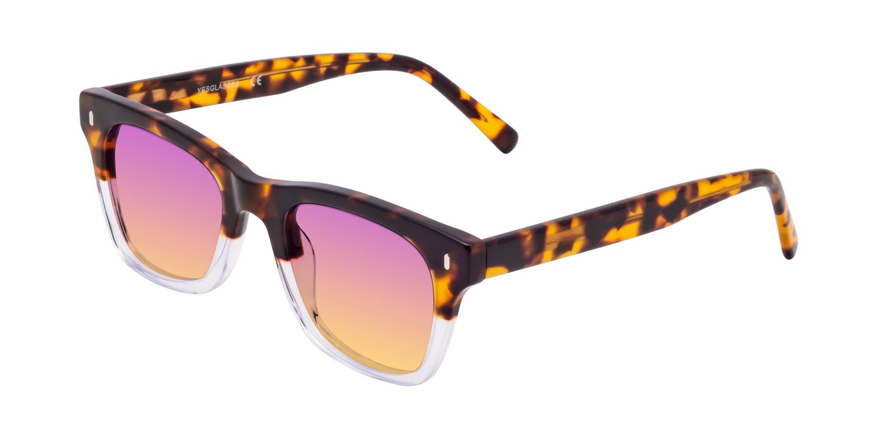 Angle of 17329 in Tortoise-Clear with Purple / Yellow Gradient Lenses