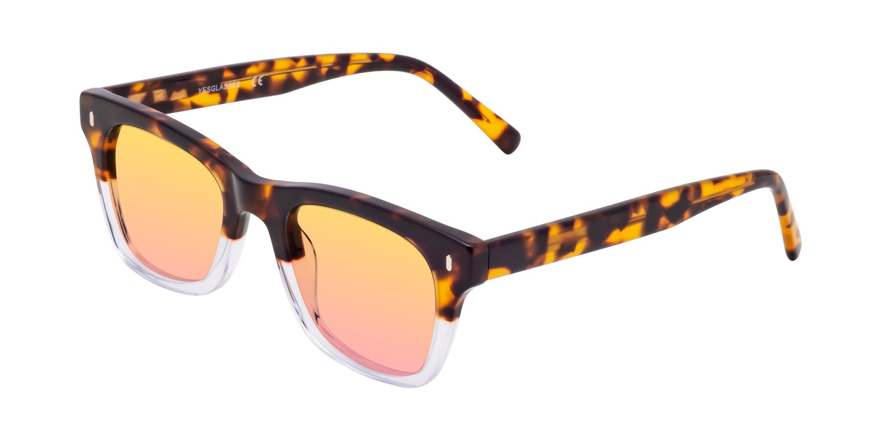 Angle of Ben in Tortoise-Clear with Yellow / Pink Gradient Lenses