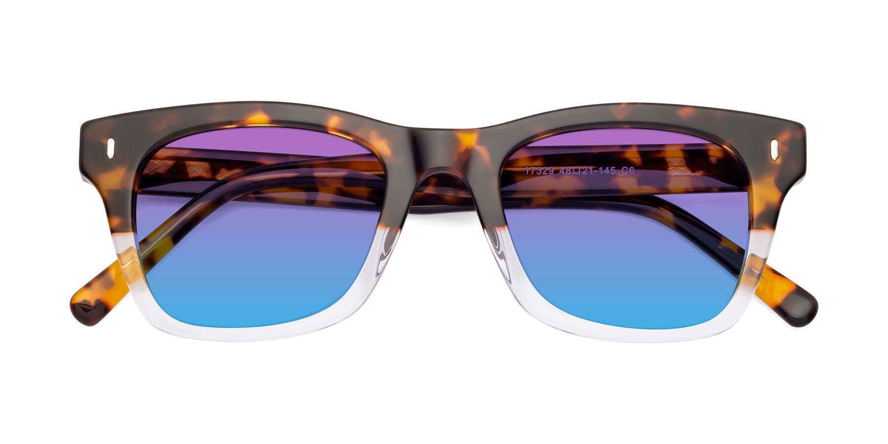 Folded Front of Ben in Tortoise-Clear with Purple / Blue Gradient Lenses