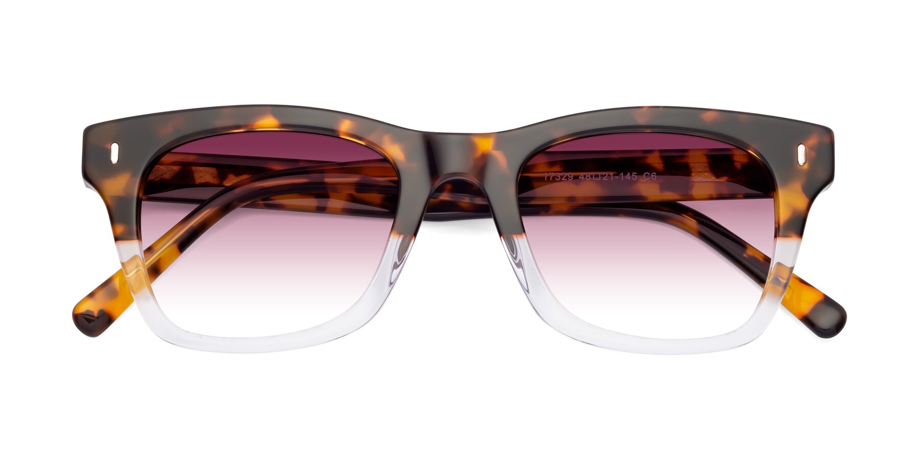 Folded Front of Ben in Tortoise-Clear with Wine Gradient Lenses