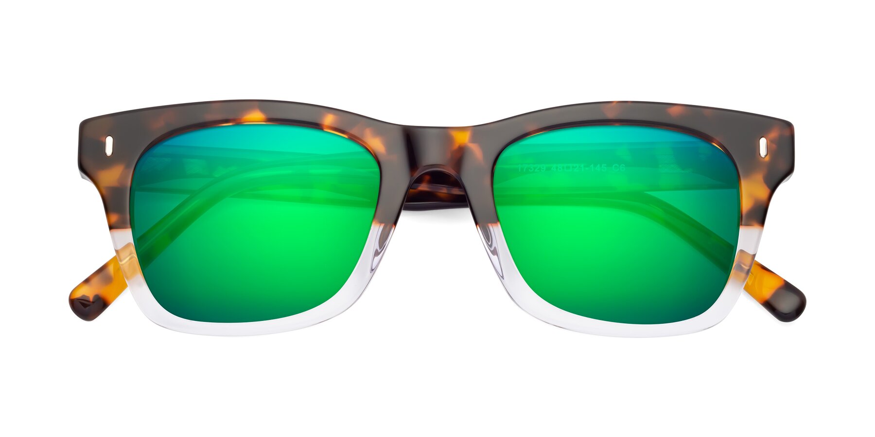 Folded Front of Ben in Tortoise-Clear with Green Mirrored Lenses