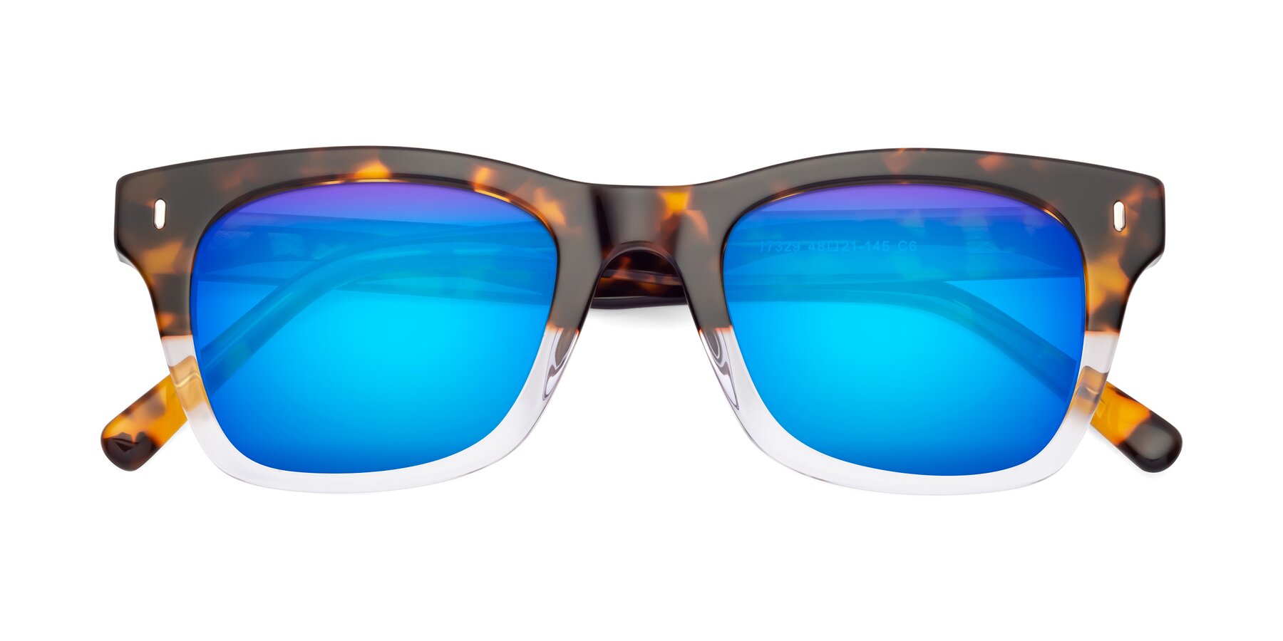Folded Front of Ben in Tortoise-Clear with Blue Mirrored Lenses