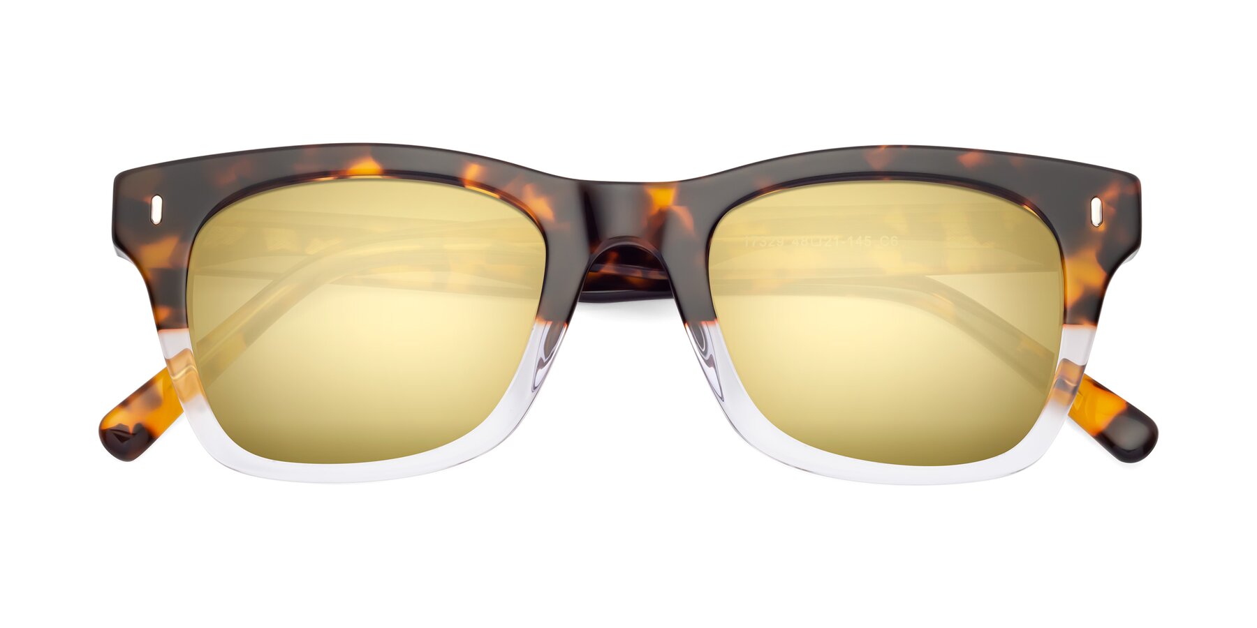 Folded Front of Ben in Tortoise-Clear with Gold Mirrored Lenses