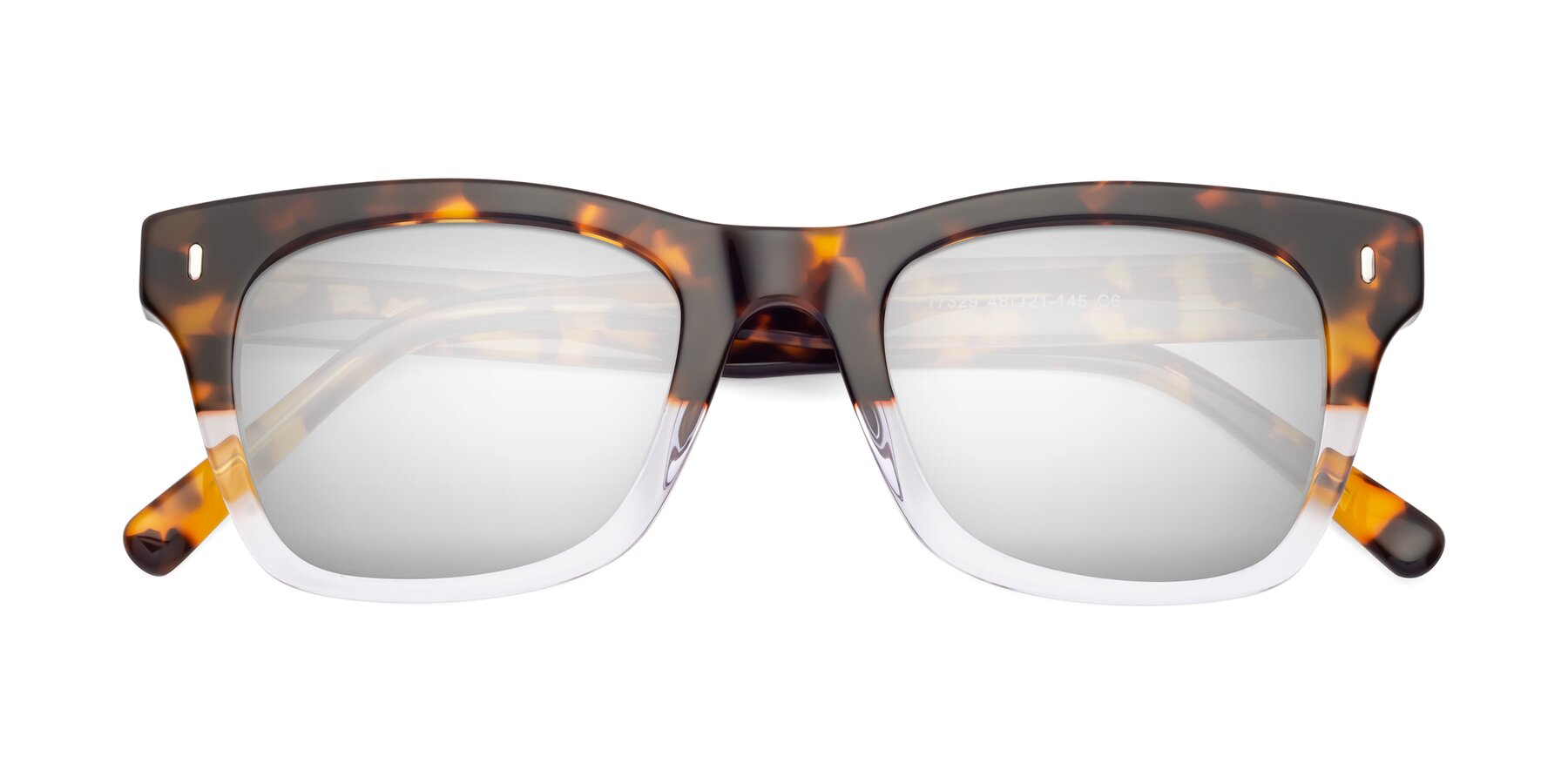 Folded Front of Ben in Tortoise-Clear with Silver Mirrored Lenses