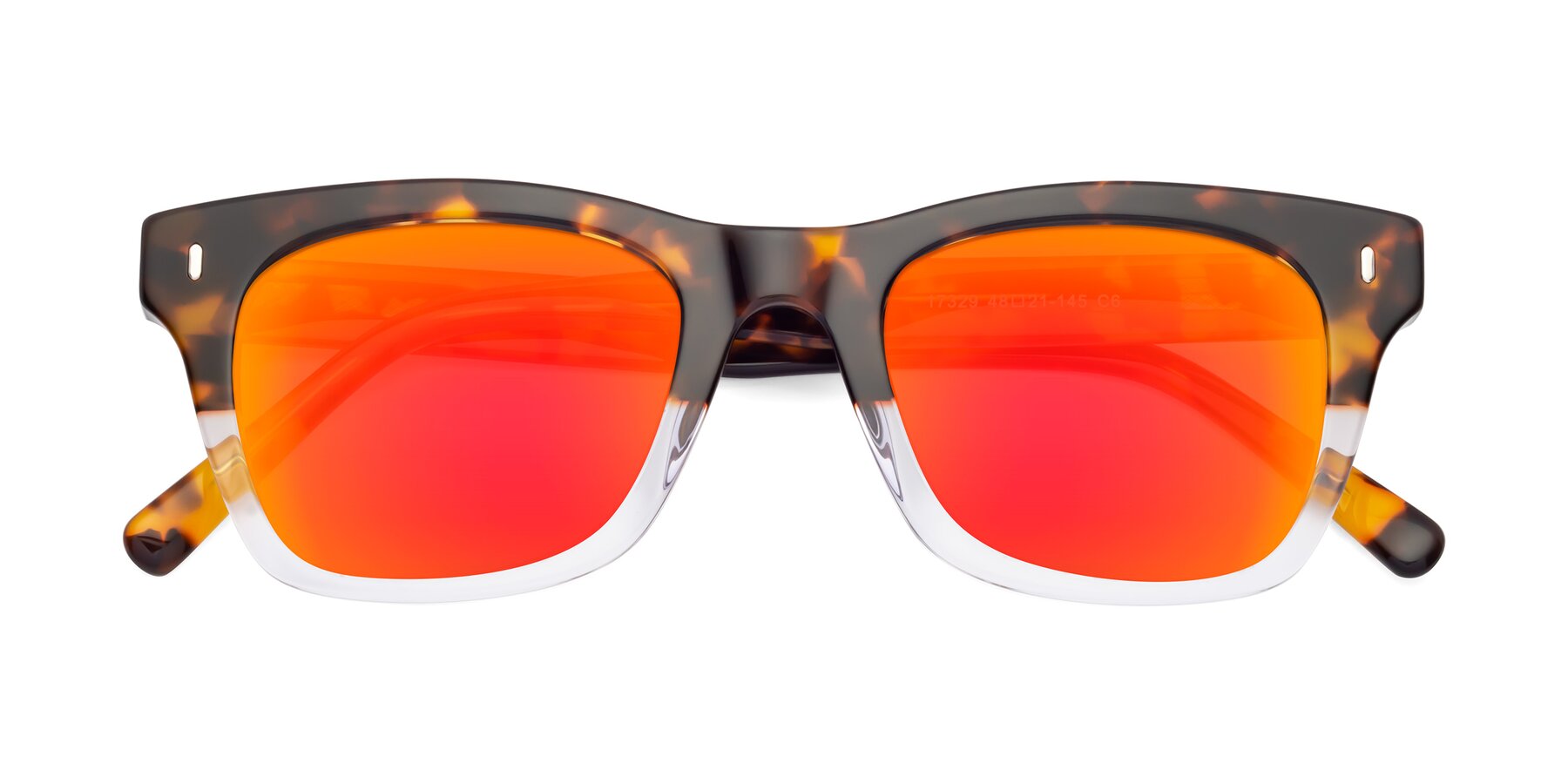 Folded Front of Ben in Tortoise-Clear with Red Gold Mirrored Lenses