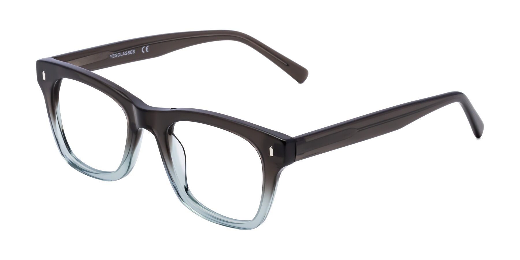 Angle of Ben in Brown-Light Blue with Clear Reading Eyeglass Lenses