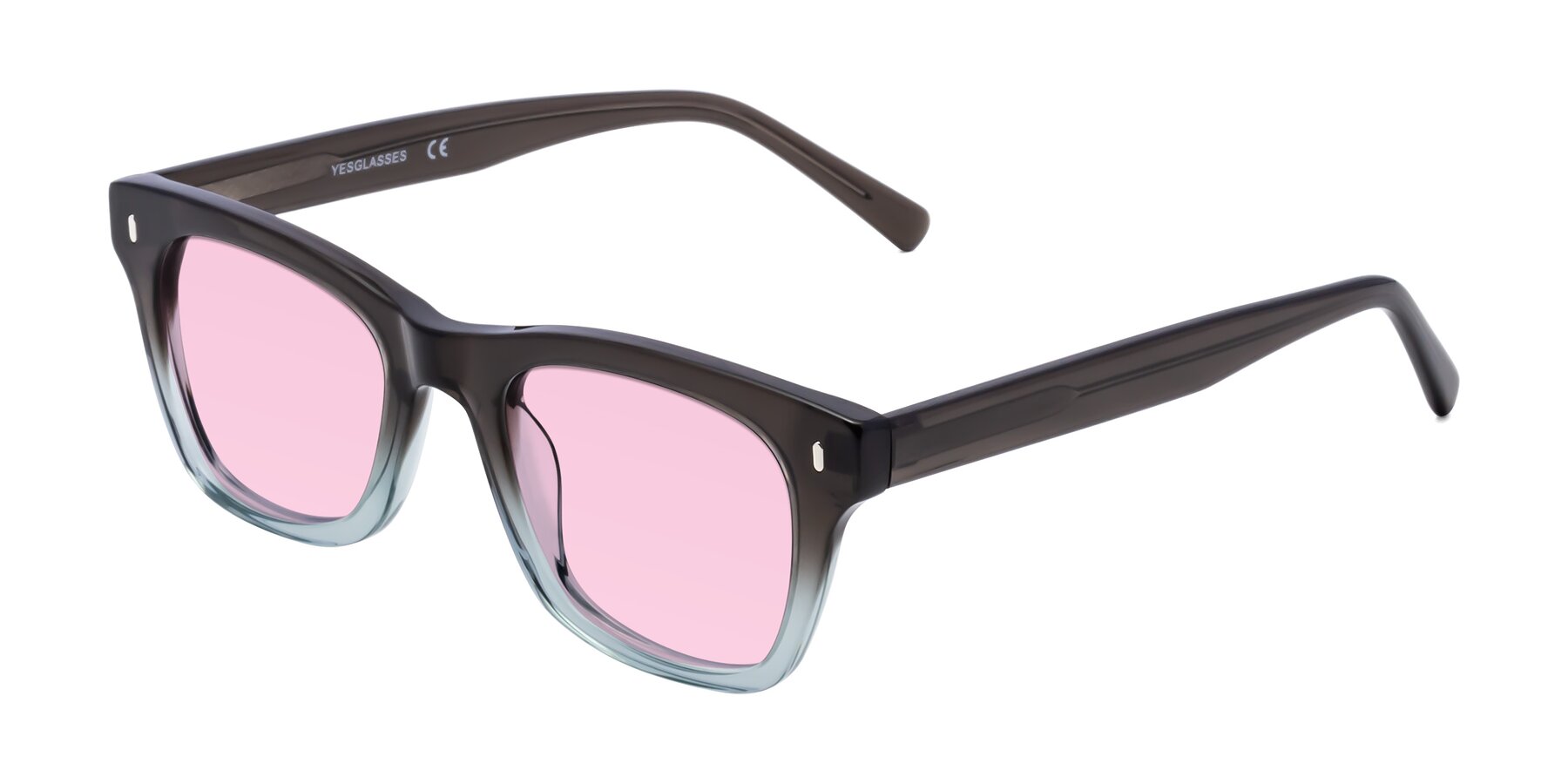 Angle of 17329 in Dark Brown with Light Pink Tinted Lenses