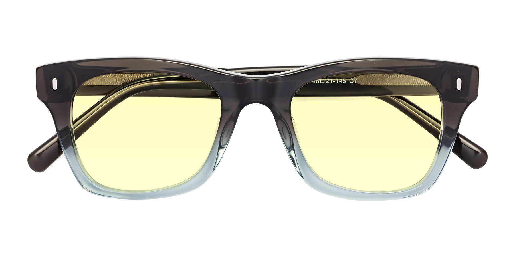 Folded Front of Ben in Brown-Light Blue with Light Yellow Tinted Lenses