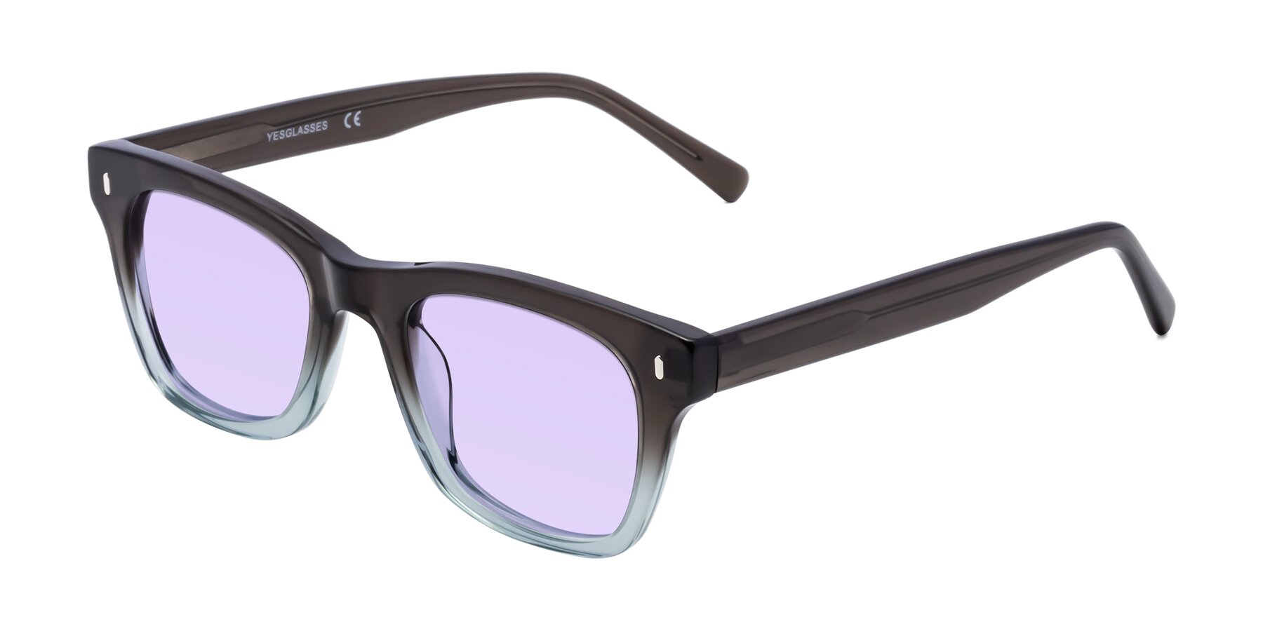 Angle of Ben in Brown-Light Blue with Light Purple Tinted Lenses
