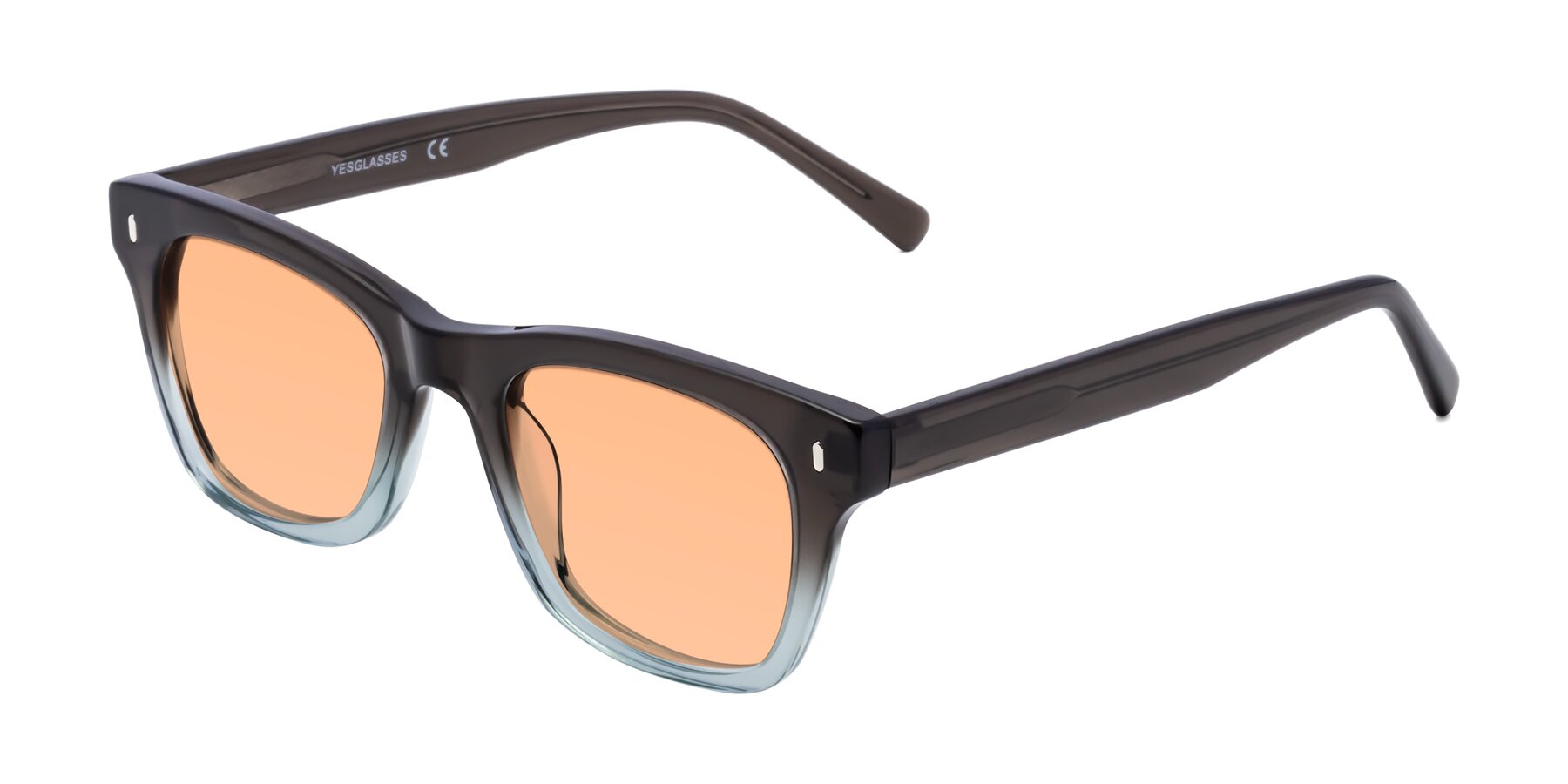 Angle of Ben in Brown-Light Blue with Light Orange Tinted Lenses