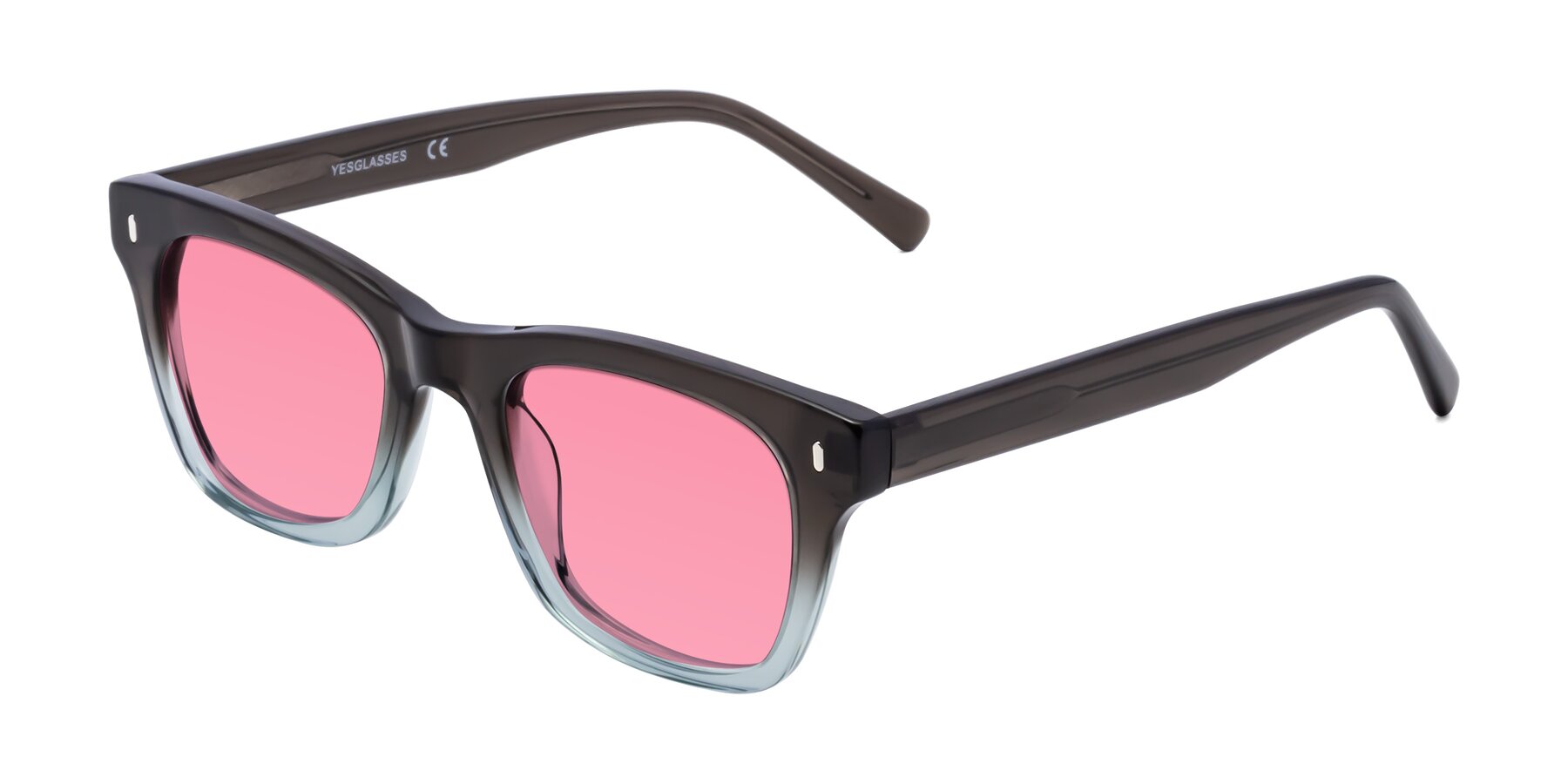 Angle of Ben in Brown-Light Blue with Pink Tinted Lenses