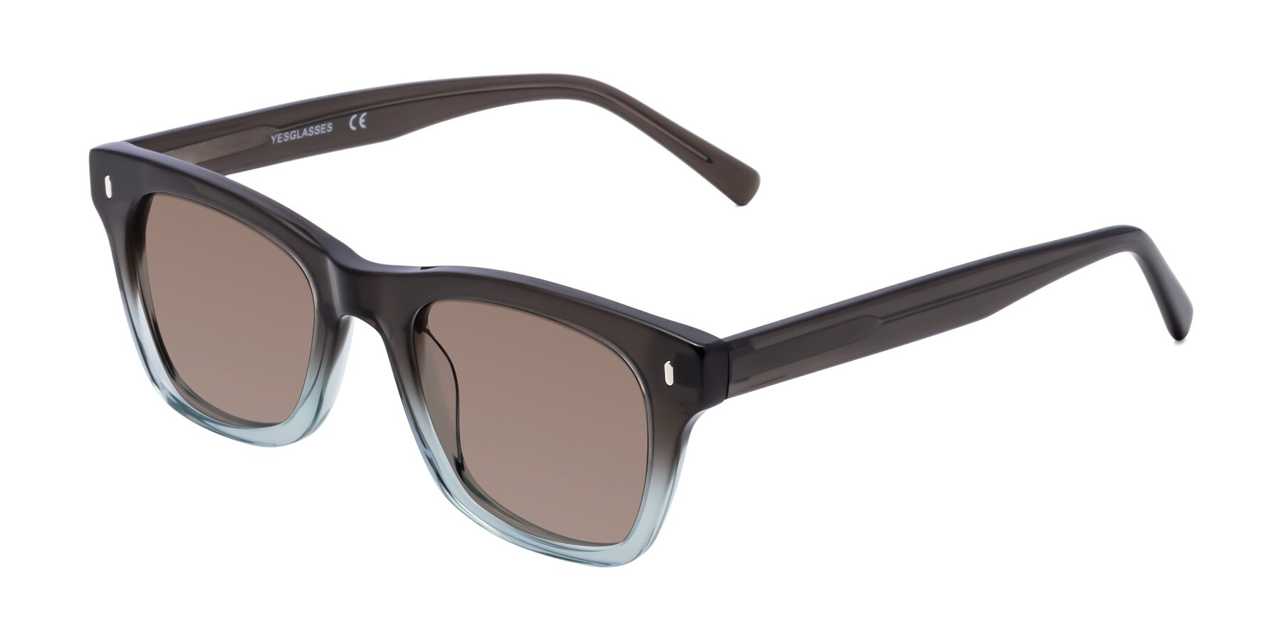 Angle of Ben in Brown-Light Blue with Medium Brown Tinted Lenses