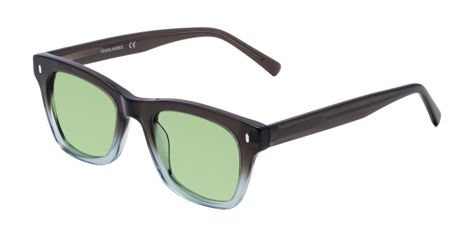 Angle of Ben in Brown-Light Blue with Medium Green Tinted Lenses