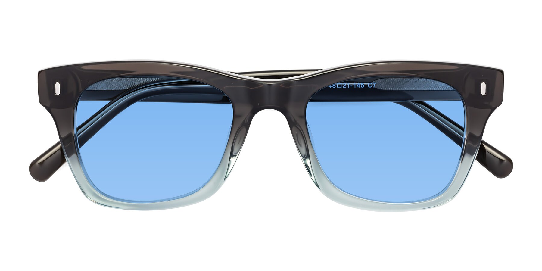 Folded Front of 17329 in Dark Brown with Medium Blue Tinted Lenses