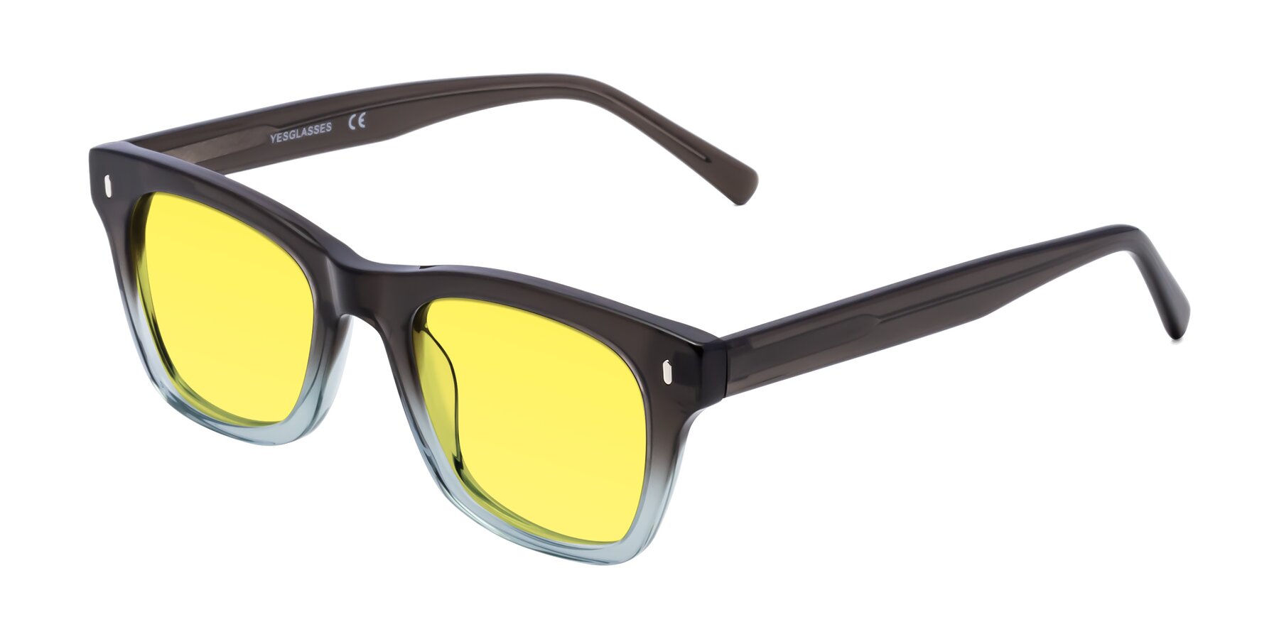 Angle of 17329 in Dark Brown with Medium Yellow Tinted Lenses