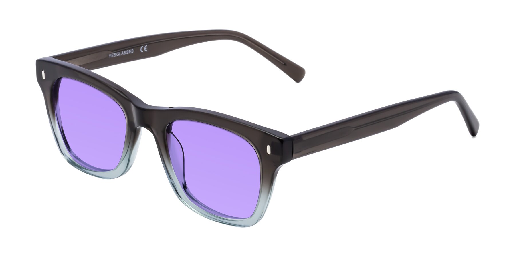 Angle of Ben in Brown-Light Blue with Medium Purple Tinted Lenses
