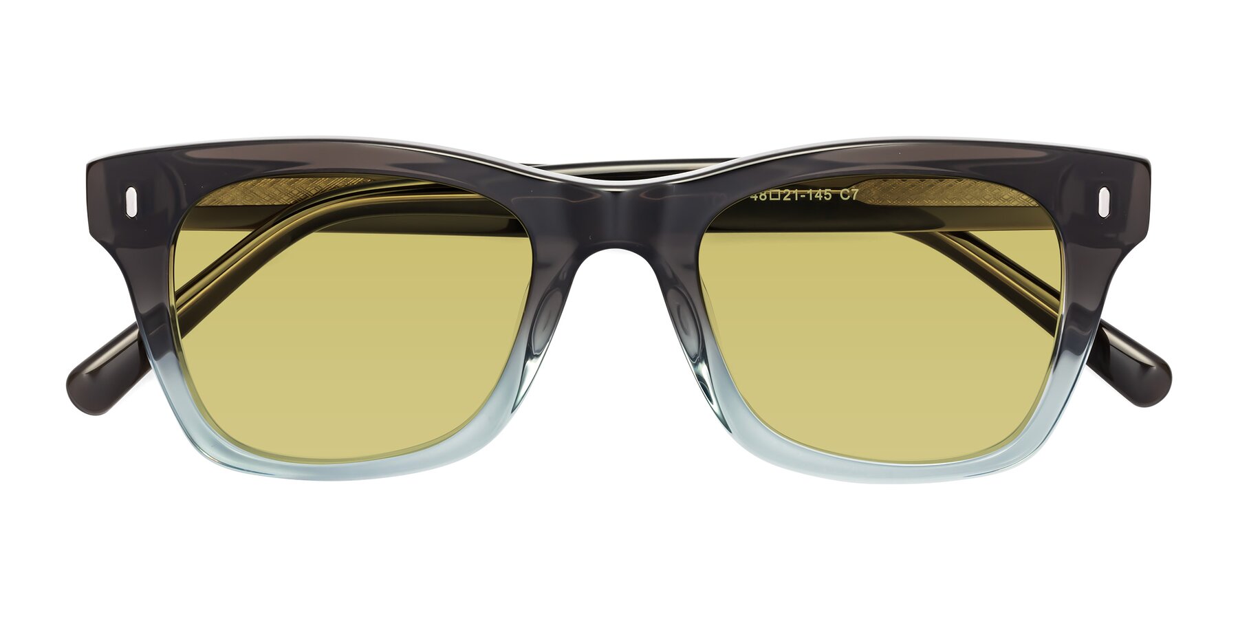 Folded Front of Ben in Brown-Light Blue with Medium Champagne Tinted Lenses