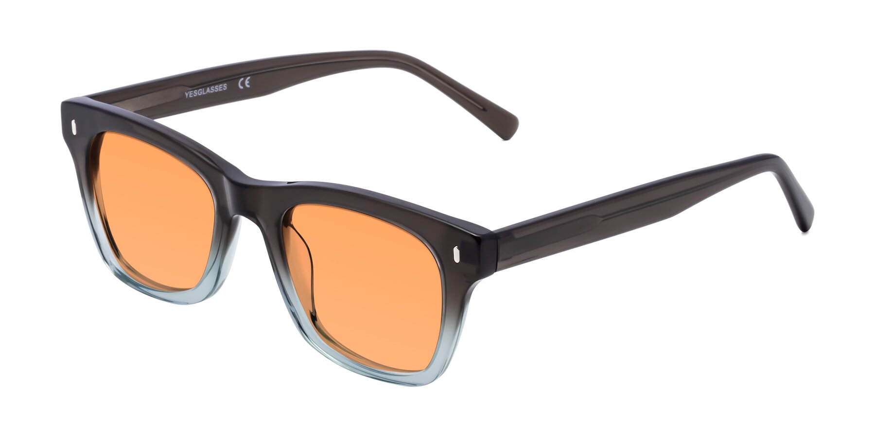 Angle of Ben in Brown-Light Blue with Medium Orange Tinted Lenses