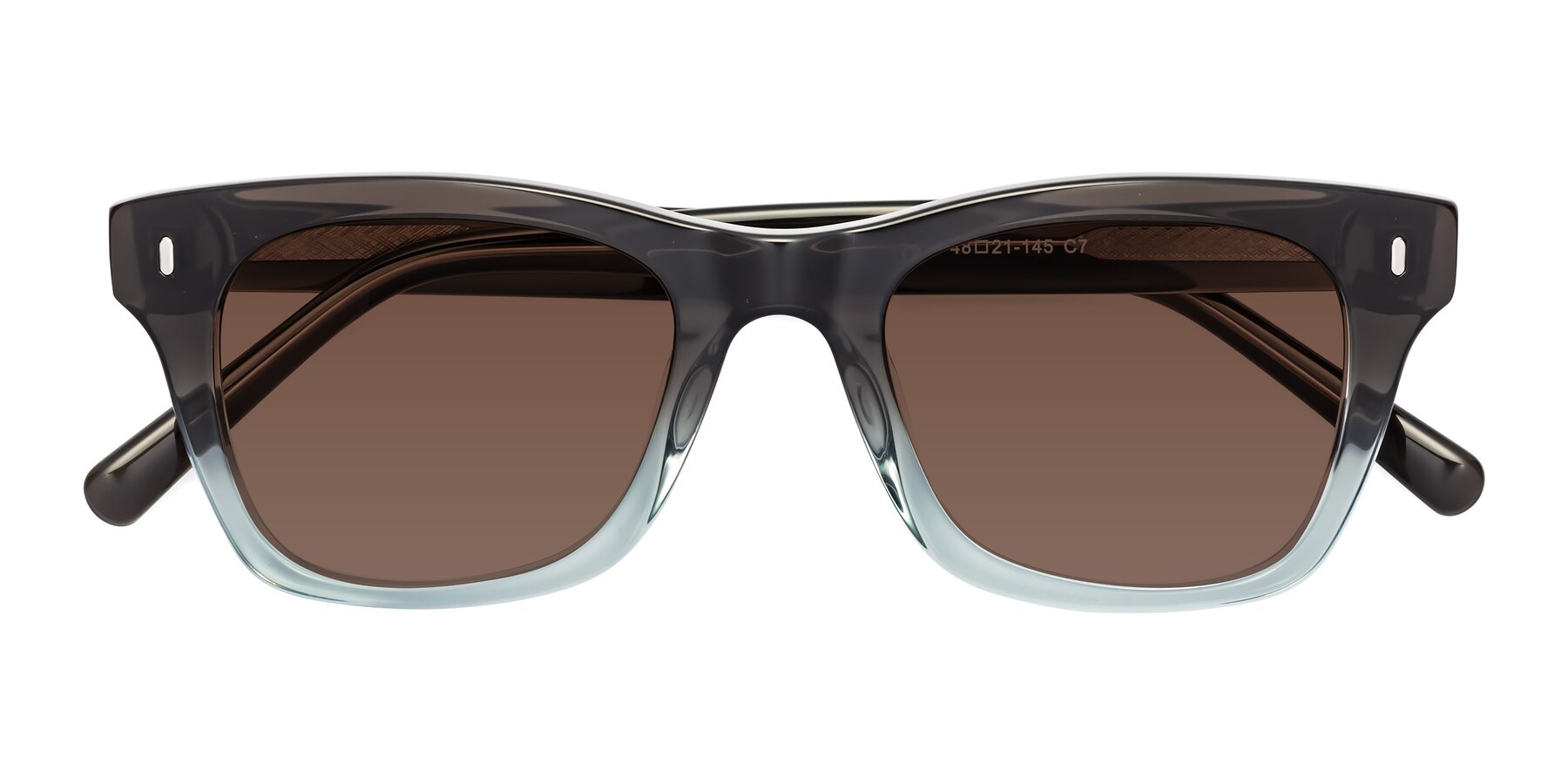 Folded Front of Ben in Brown-Light Blue with Brown Tinted Lenses