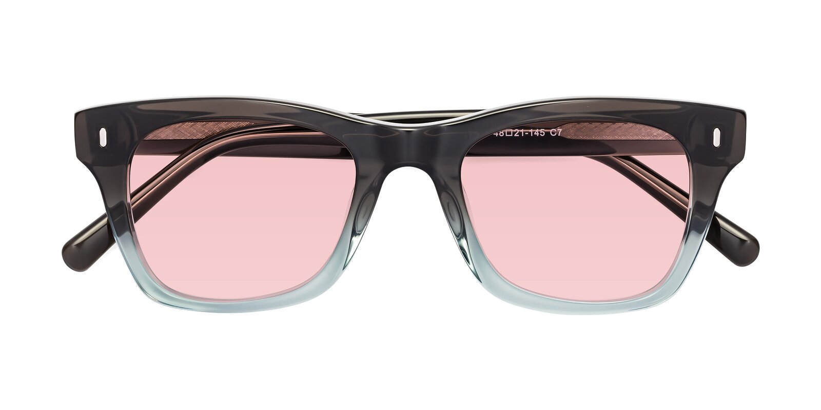 Brown/Light Blue Geek-Chic Thick Square Tinted Sunglasses with Light ...