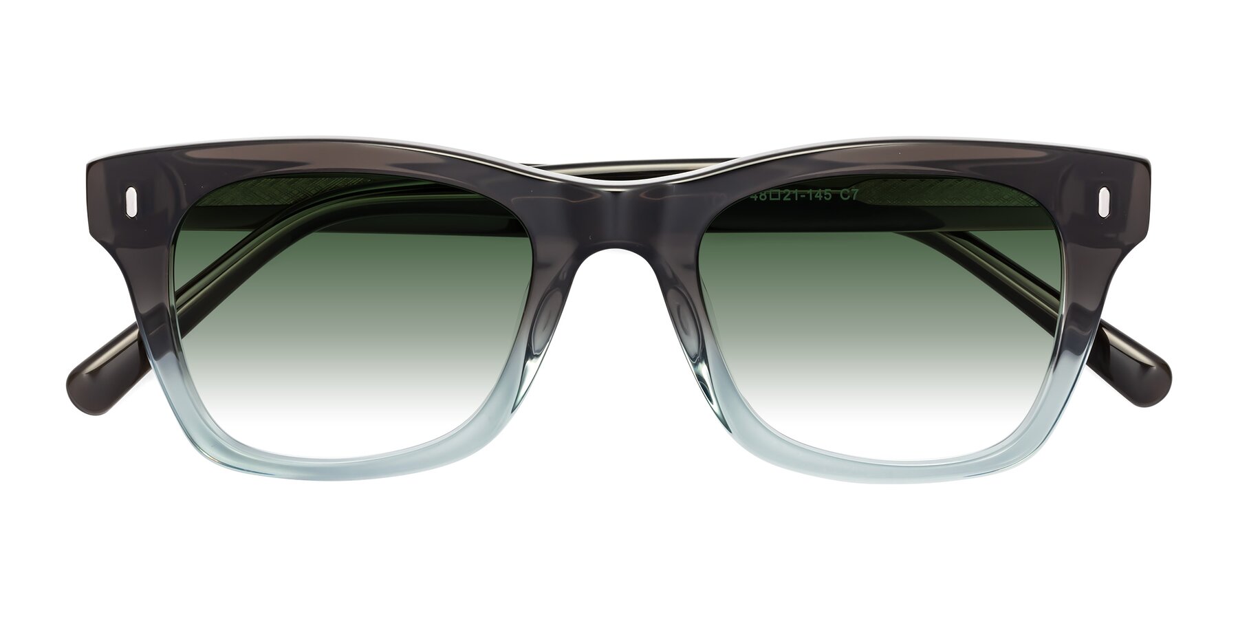 Folded Front of Ben in Brown-Light Blue with Green Gradient Lenses