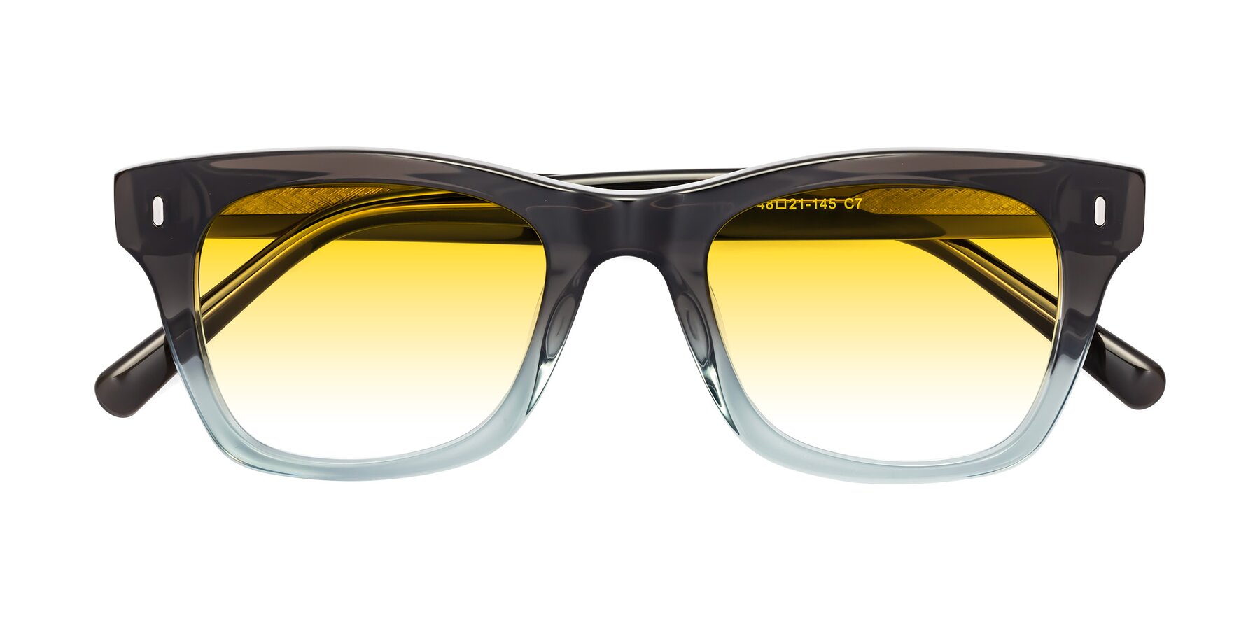 Folded Front of Ben in Brown-Light Blue with Yellow Gradient Lenses