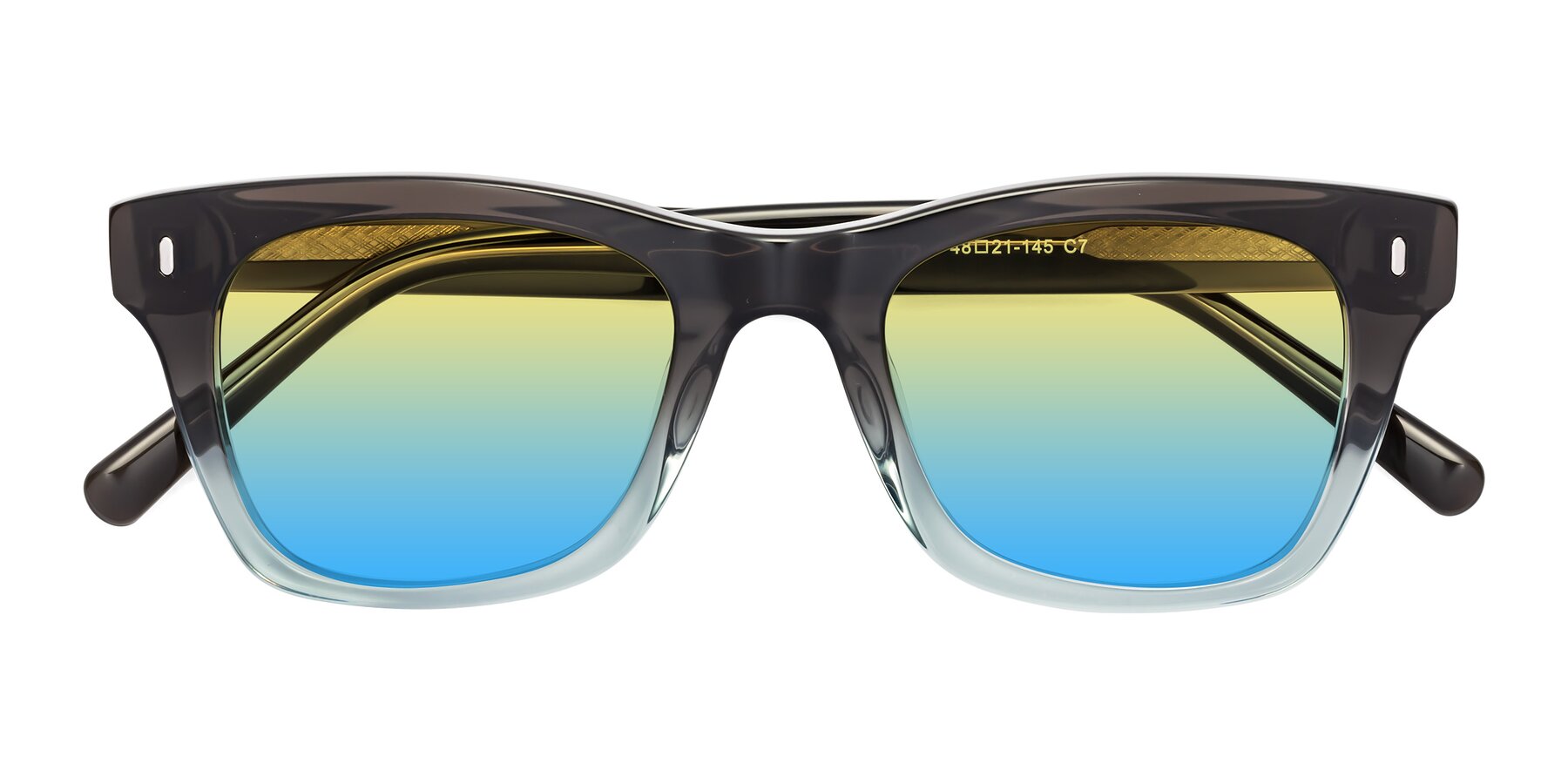 Folded Front of Ben in Brown-Light Blue with Yellow / Blue Gradient Lenses