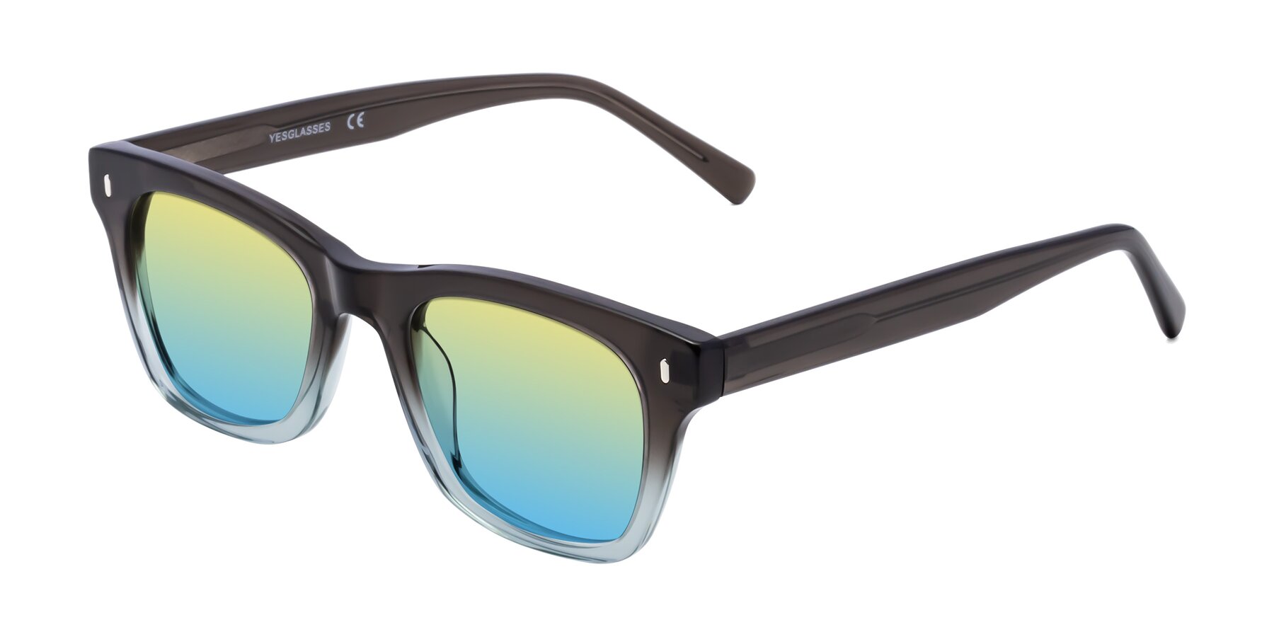 Angle of Ben in Brown-Light Blue with Yellow / Blue Gradient Lenses