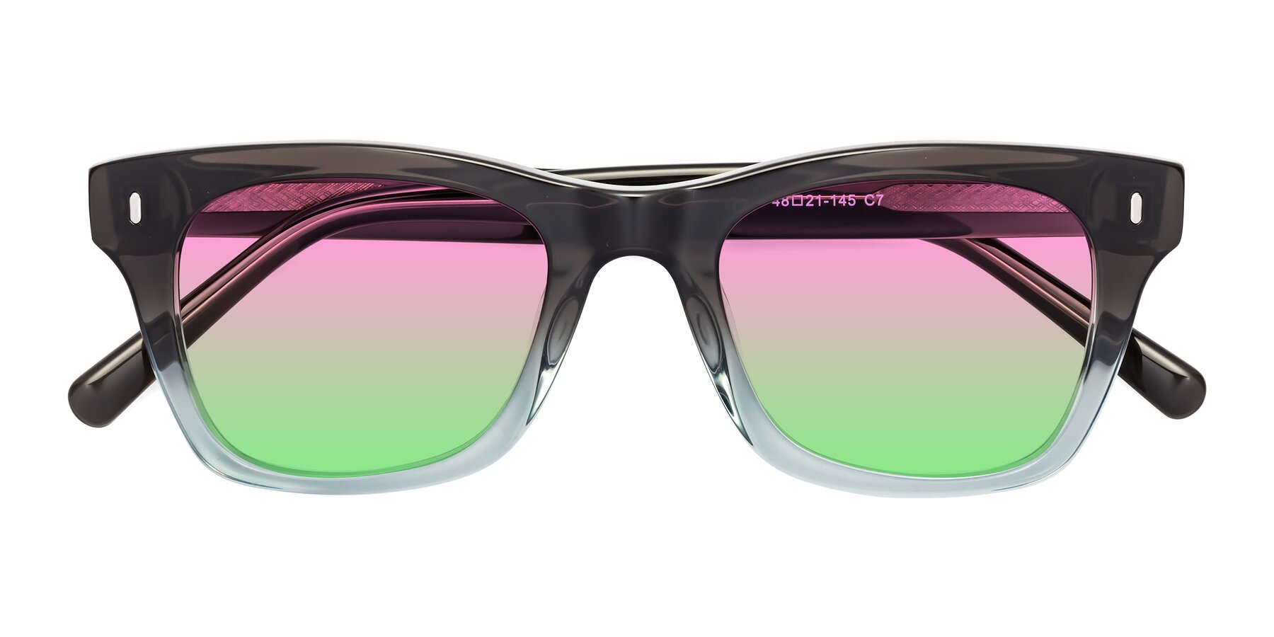 Folded Front of Ben in Brown-Light Blue with Pink / Green Gradient Lenses