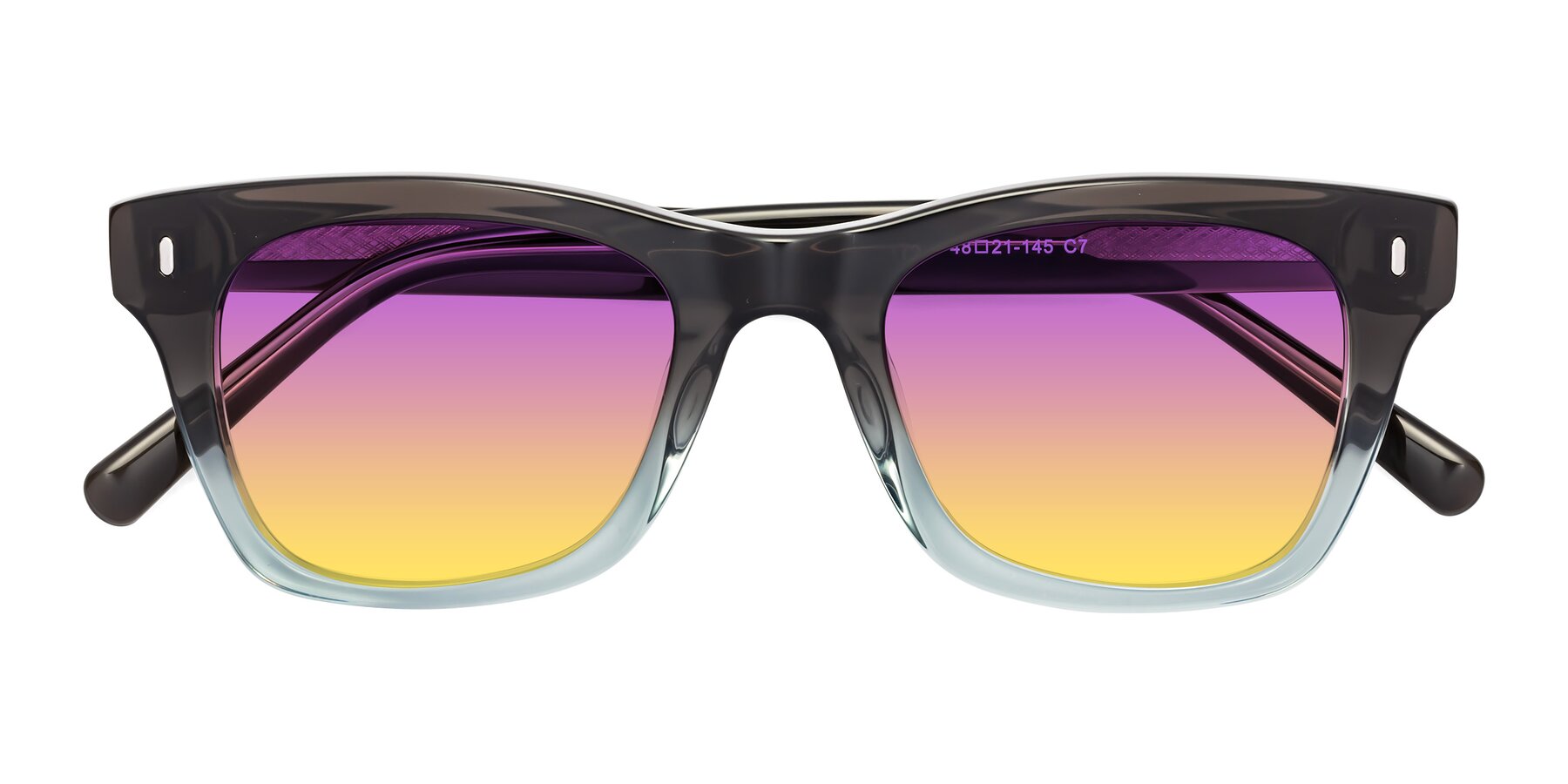 Folded Front of Ben in Brown-Light Blue with Purple / Yellow Gradient Lenses