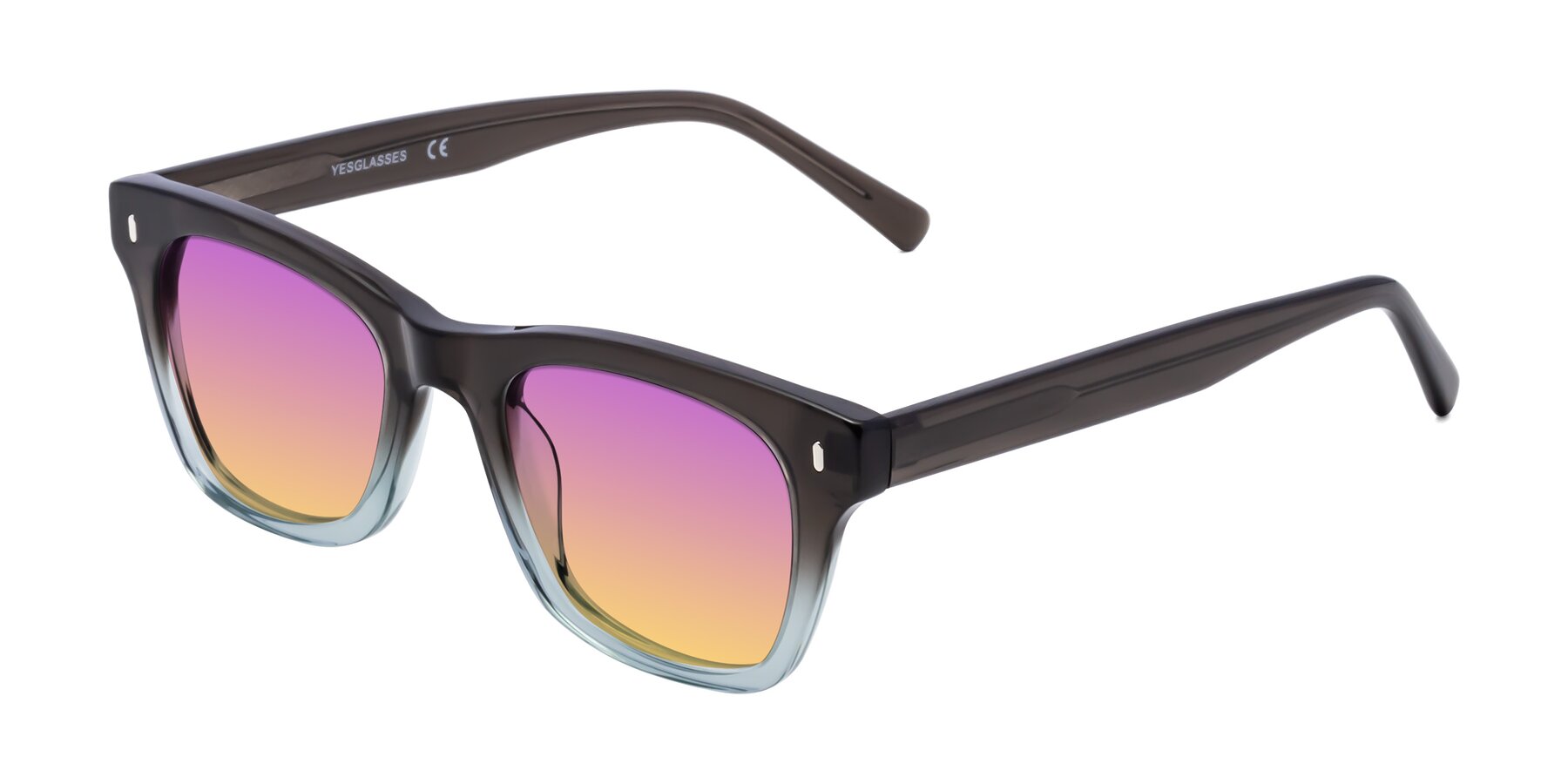 Angle of Ben in Brown-Light Blue with Purple / Yellow Gradient Lenses