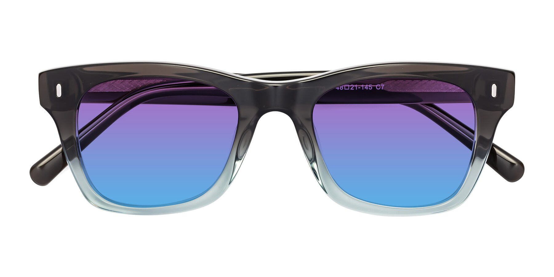 Folded Front of Ben in Brown-Light Blue with Purple / Blue Gradient Lenses