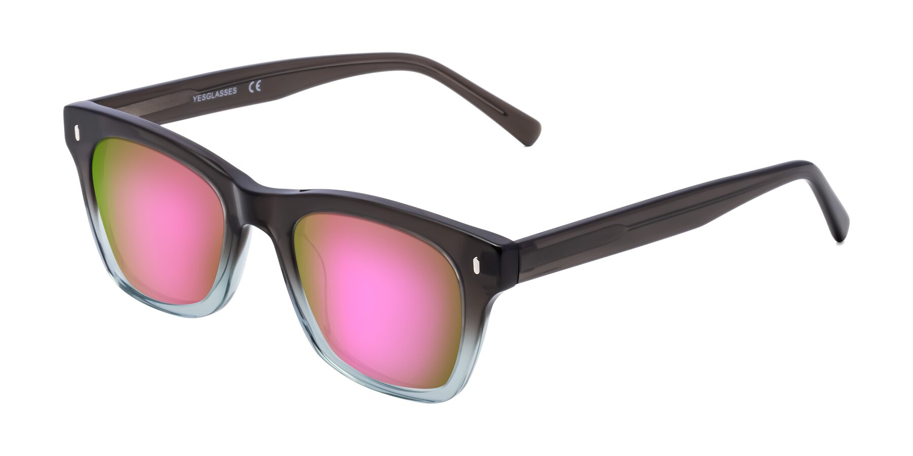 Angle of 17329 in Dark Brown with Pink Mirrored Lenses