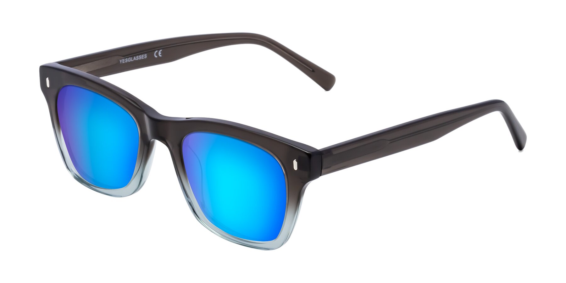 Angle of Ben in Brown-Light Blue with Blue Mirrored Lenses