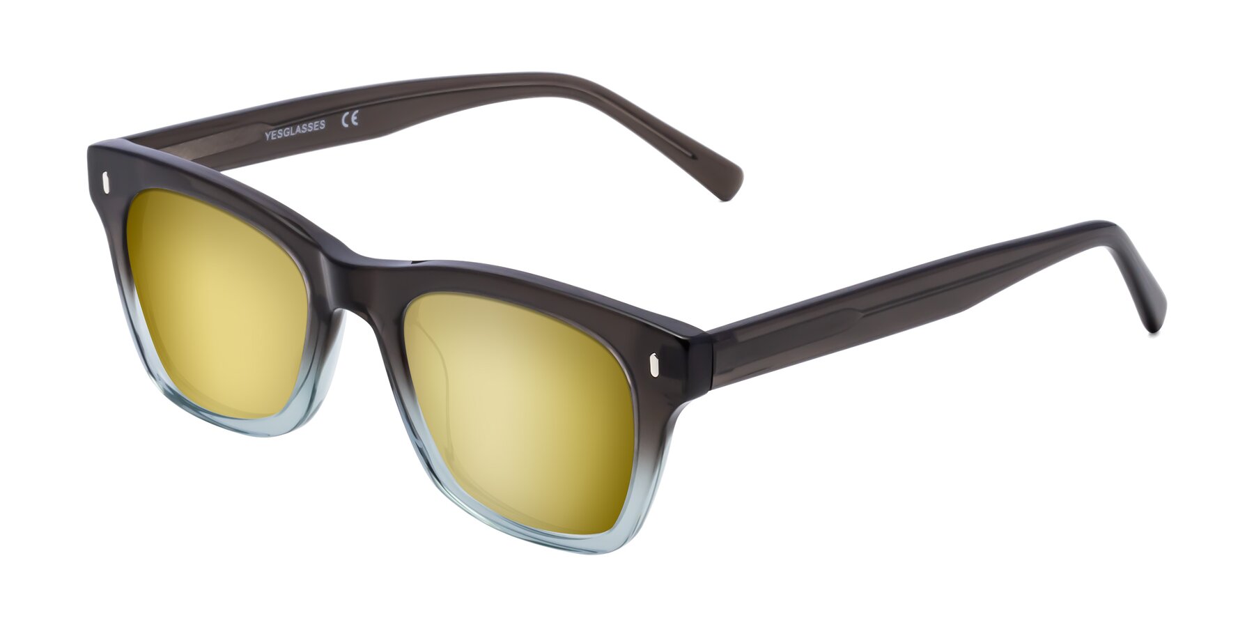 Angle of Ben in Brown-Light Blue with Gold Mirrored Lenses