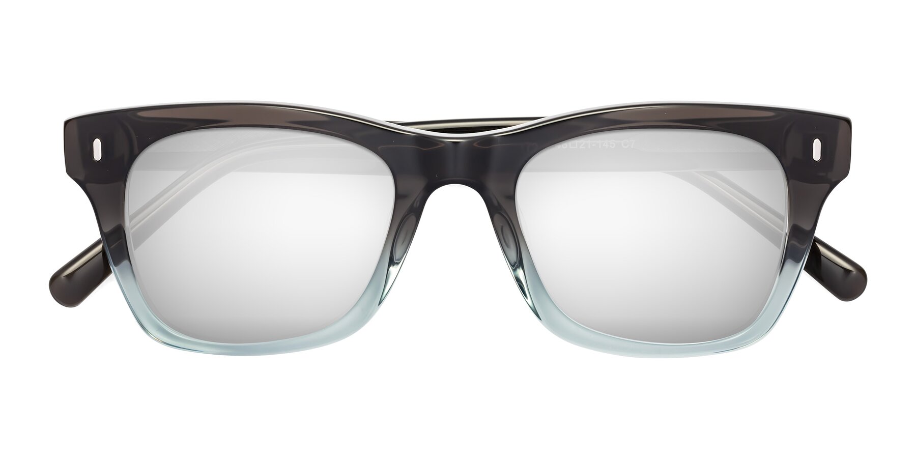 Folded Front of Ben in Brown-Light Blue with Silver Mirrored Lenses