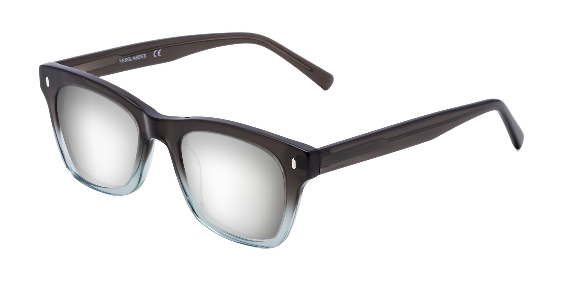 Angle of Ben in Brown-Light Blue with Silver Mirrored Lenses