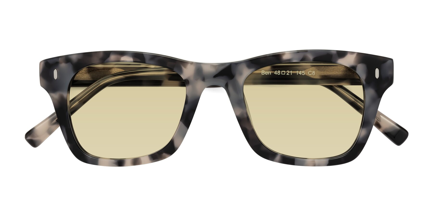Folded Front of Ben in Ivory Tortoise with Light Champagne Tinted Lenses