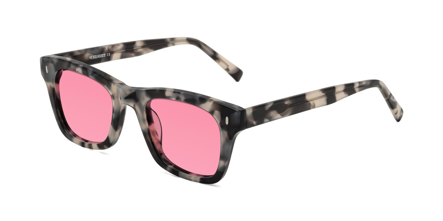 Angle of Ben in Ivory Tortoise with Pink Tinted Lenses