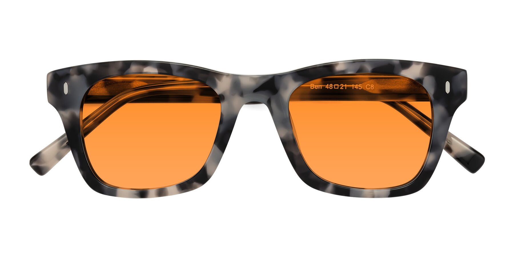Folded Front of Ben in Ivory Tortoise with Orange Tinted Lenses