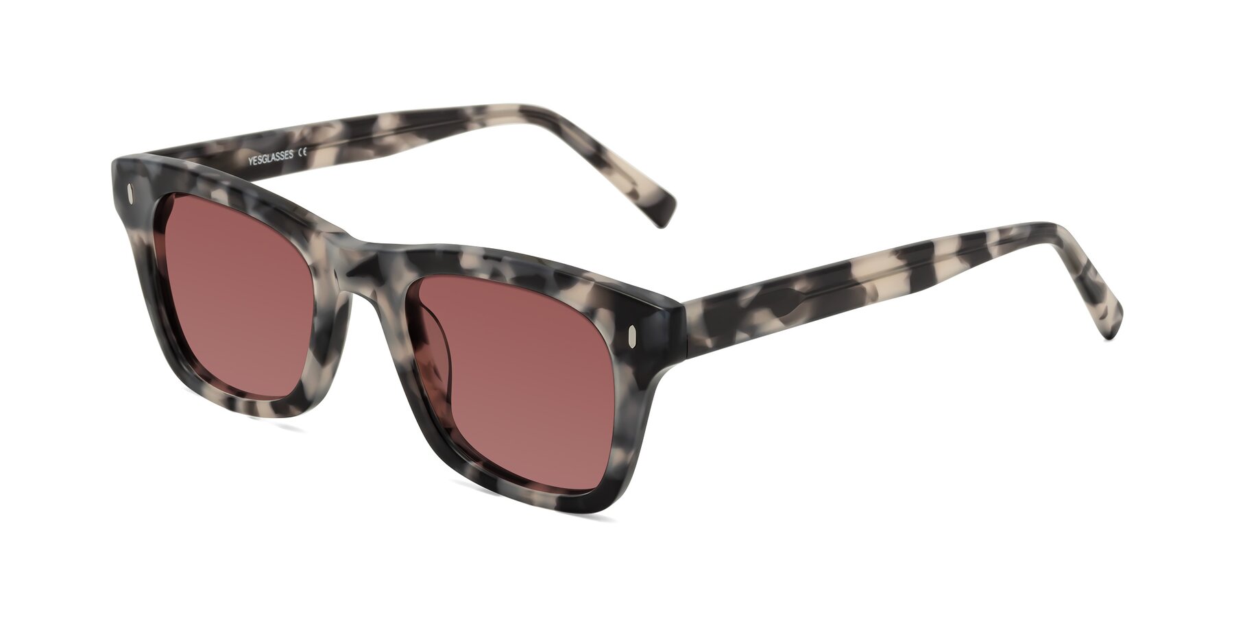 Angle of Ben in Ivory Tortoise with Garnet Tinted Lenses